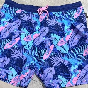 Men’s Batman Swim Trunks with Surfing Print - Blue and Pink
